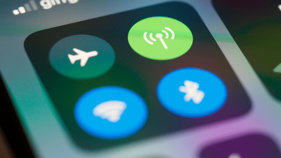 4 toggle options indicating various wireless connections available on a phone.