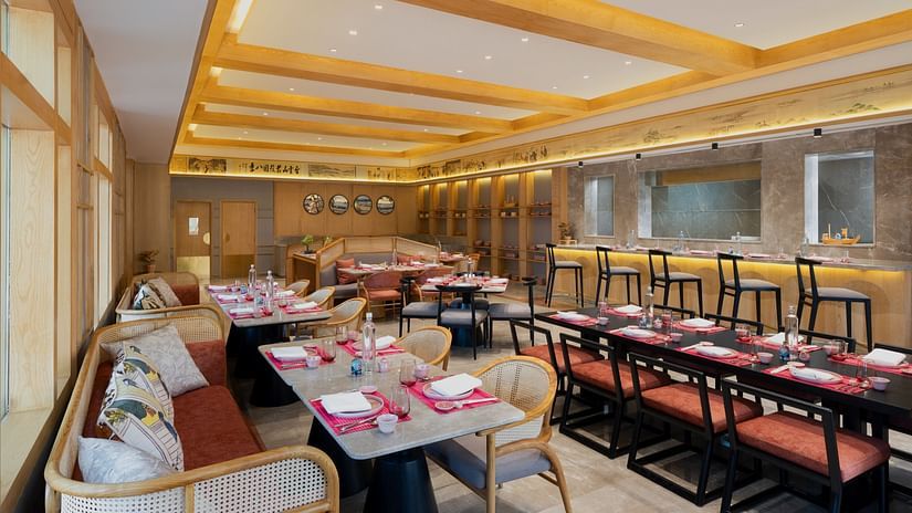 Interiors of Mama Miso restaurant at Heritage Village Resorts & Spa, Manesar.