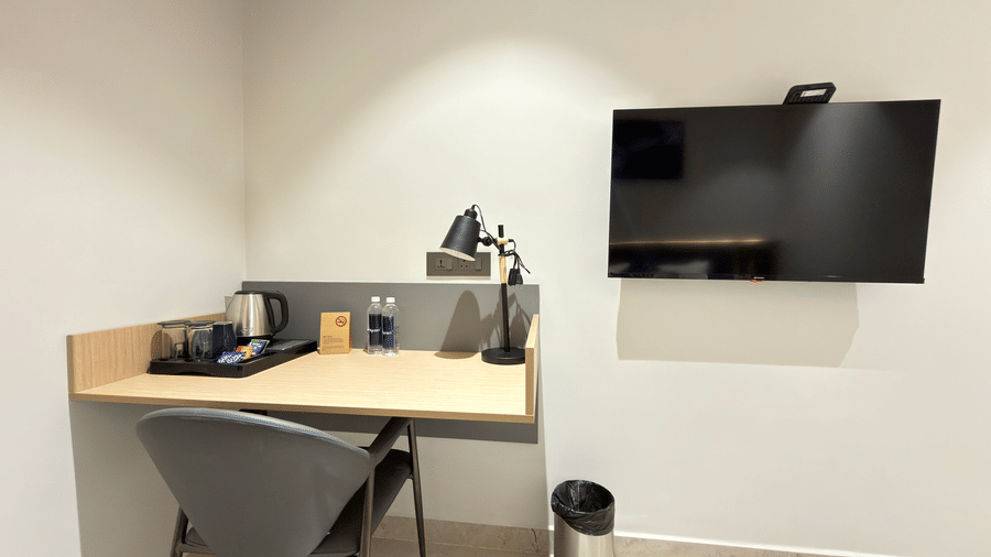 Business Rooms work desk and TV – Hotel Kyzen, Shamshabad Airport, Hyderabad