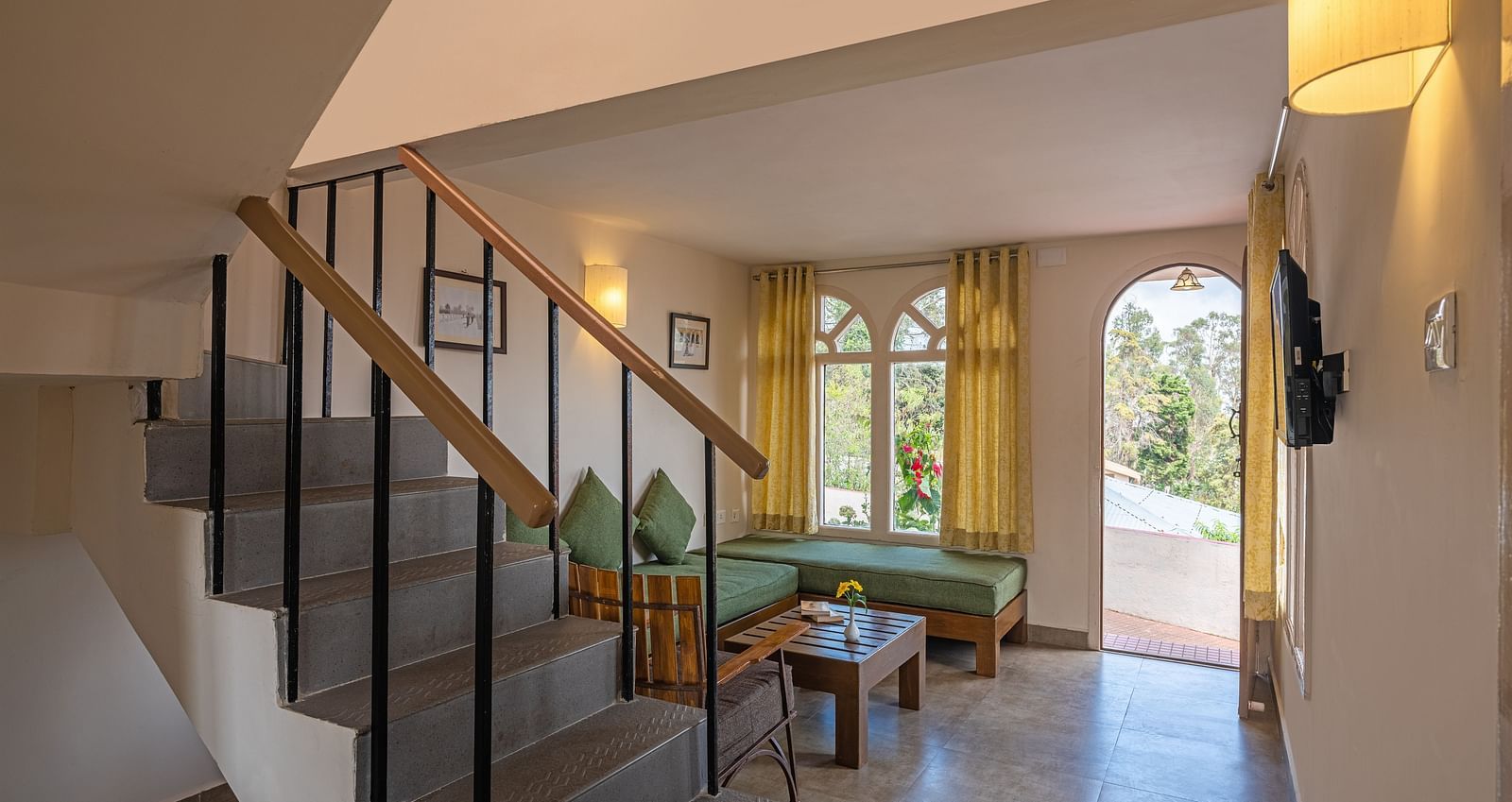 An image of stairs leading to the next floor of the building | Mango Hill, Kodaikanal