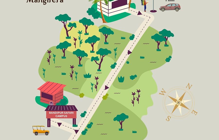 Mangifera - Map to Bandipur Safari Center - without Gmap -  4-3 