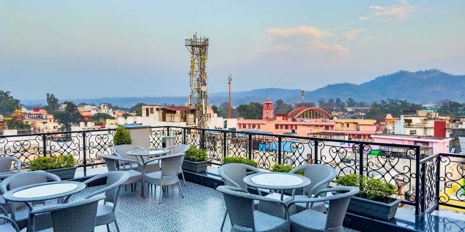 Another angle of serene views of Haridwar seen from the roof top restaurant - Wonder hills