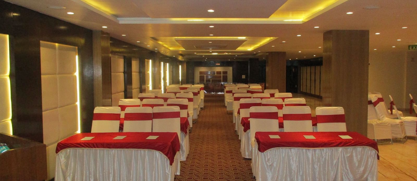 Gangotri Hall captured with seats arranged in theatre style - le roi udaipur hotel3