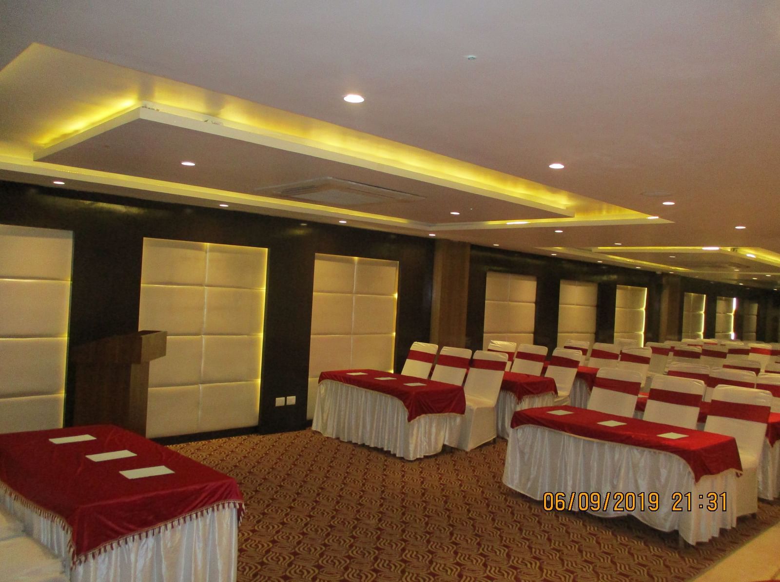 Gangotri Hall captured with seats arranged in theatre style - le roi udaipur hotel4
