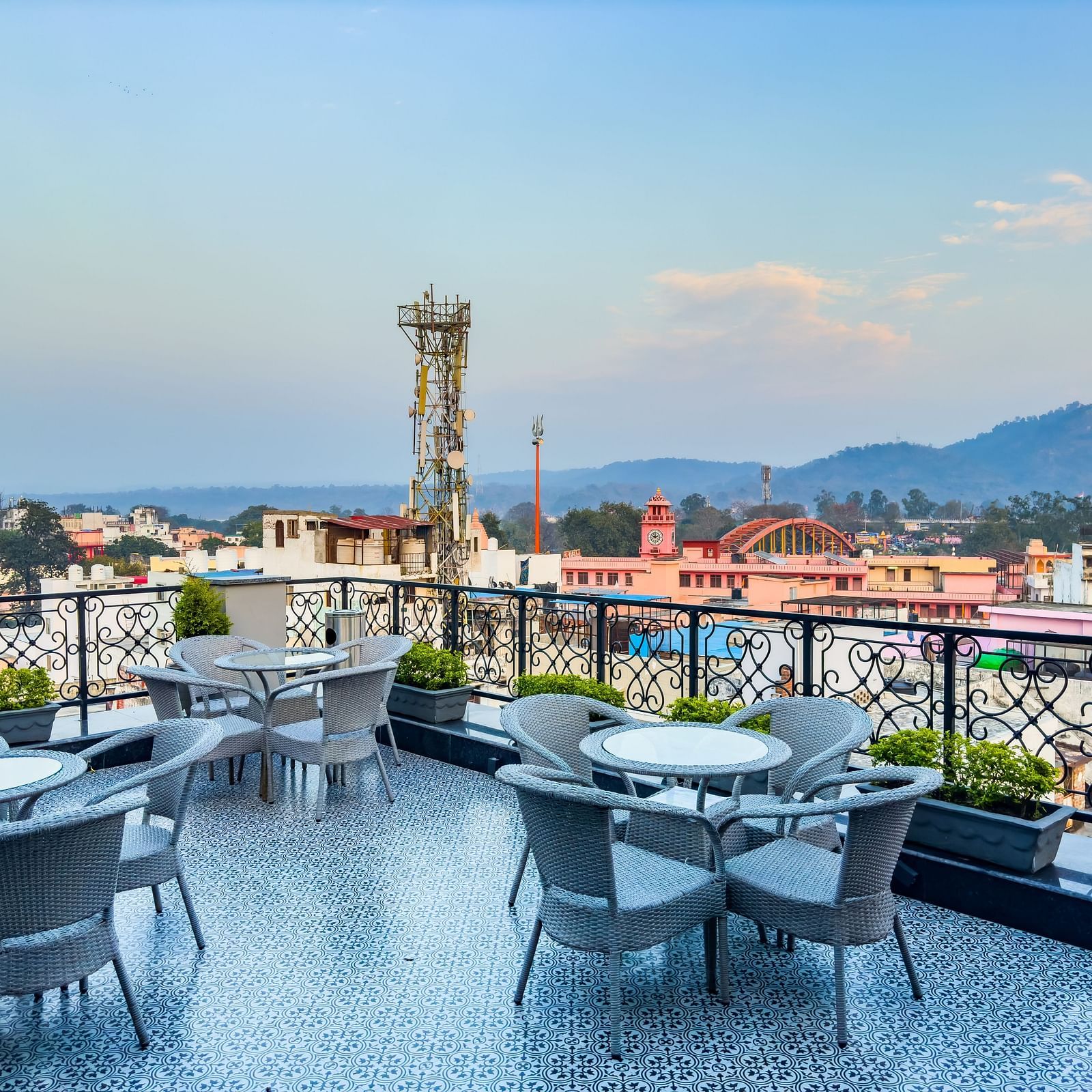 Another angle of serene views of Haridwar seen from the roof top restaurant - Wonder hills