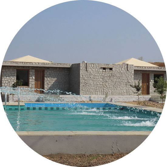 Swimming pool outside the tent room at Clarks Safari Jawai