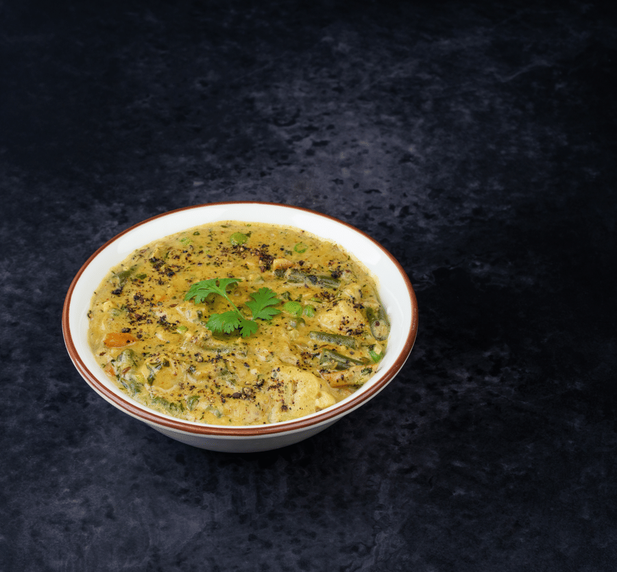 Vegetable kali Mirch served on a bowl with coriander leaves at The Wild Fork restaurant in La Marvella, Bengaluru. 