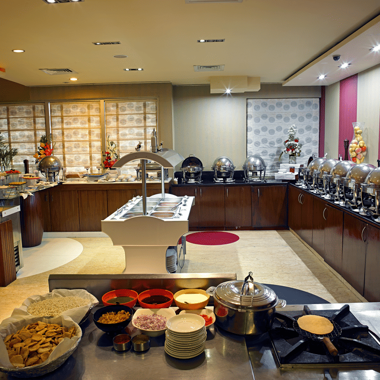 The buffet spread at our multi-cuisine restaurant in Bangalore