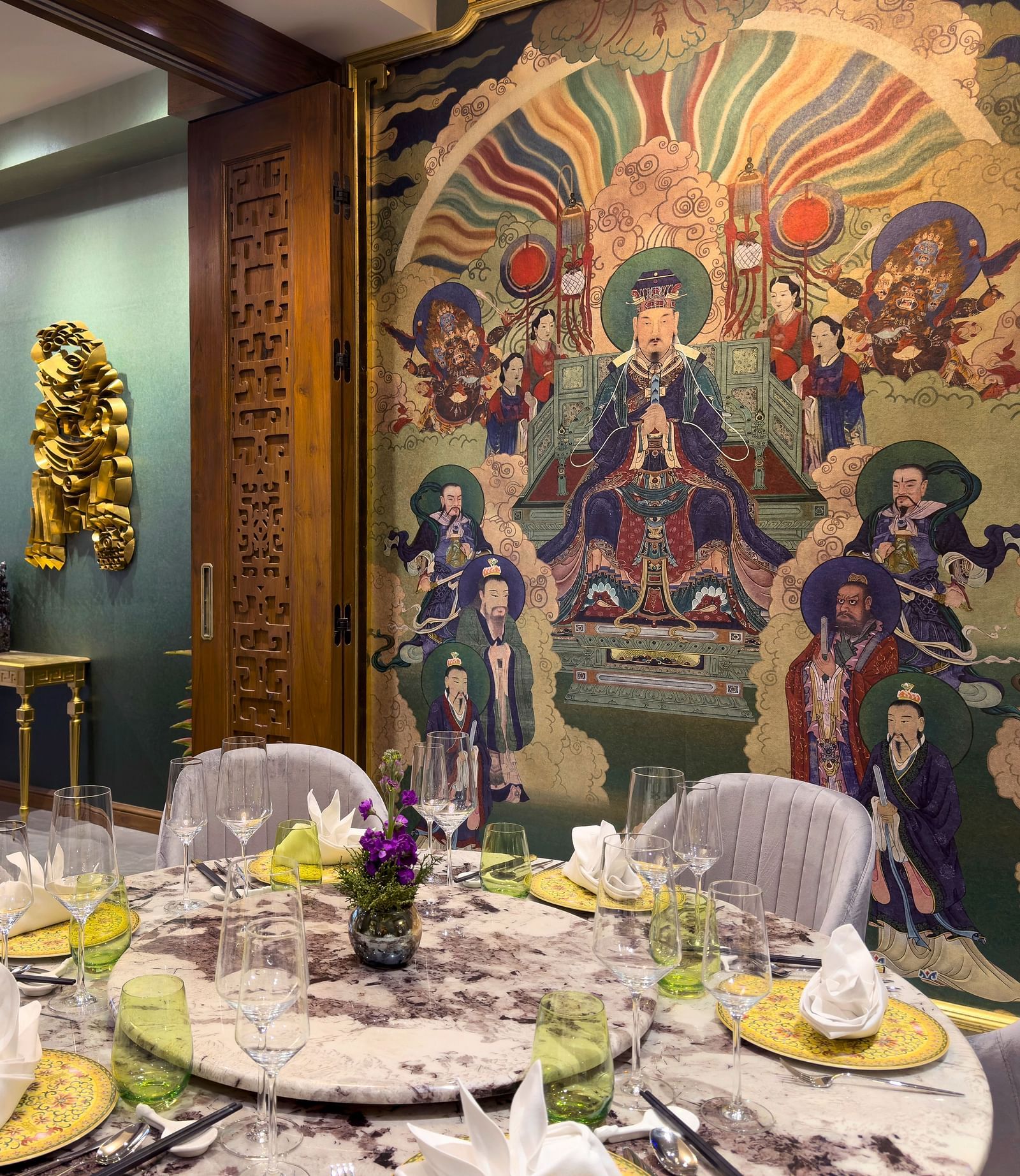 An image of the private dining setup at the Jade Restaurant - Claridges Collection