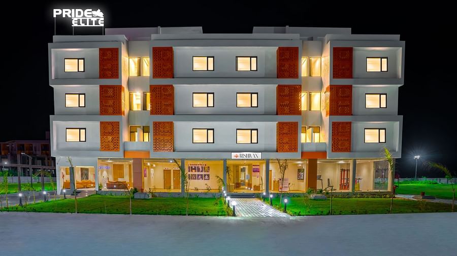 facade night view of Pride Elite Becharaji 