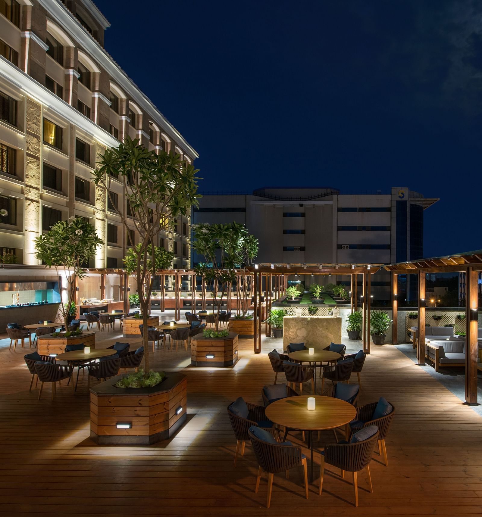 Terrace dining area at the Residency Group of Hotels