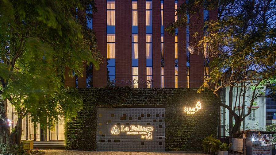 Facade of Le Foliage by TGI, Bangalore at night