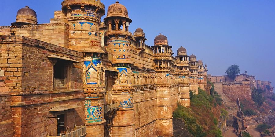 view of a brown-shaped exterior facade of a fort