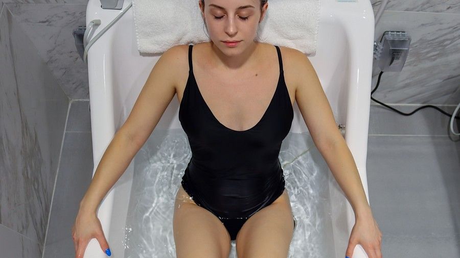 a person getting a hip bath at YO1 Longevity & Health Resorts, Catskills