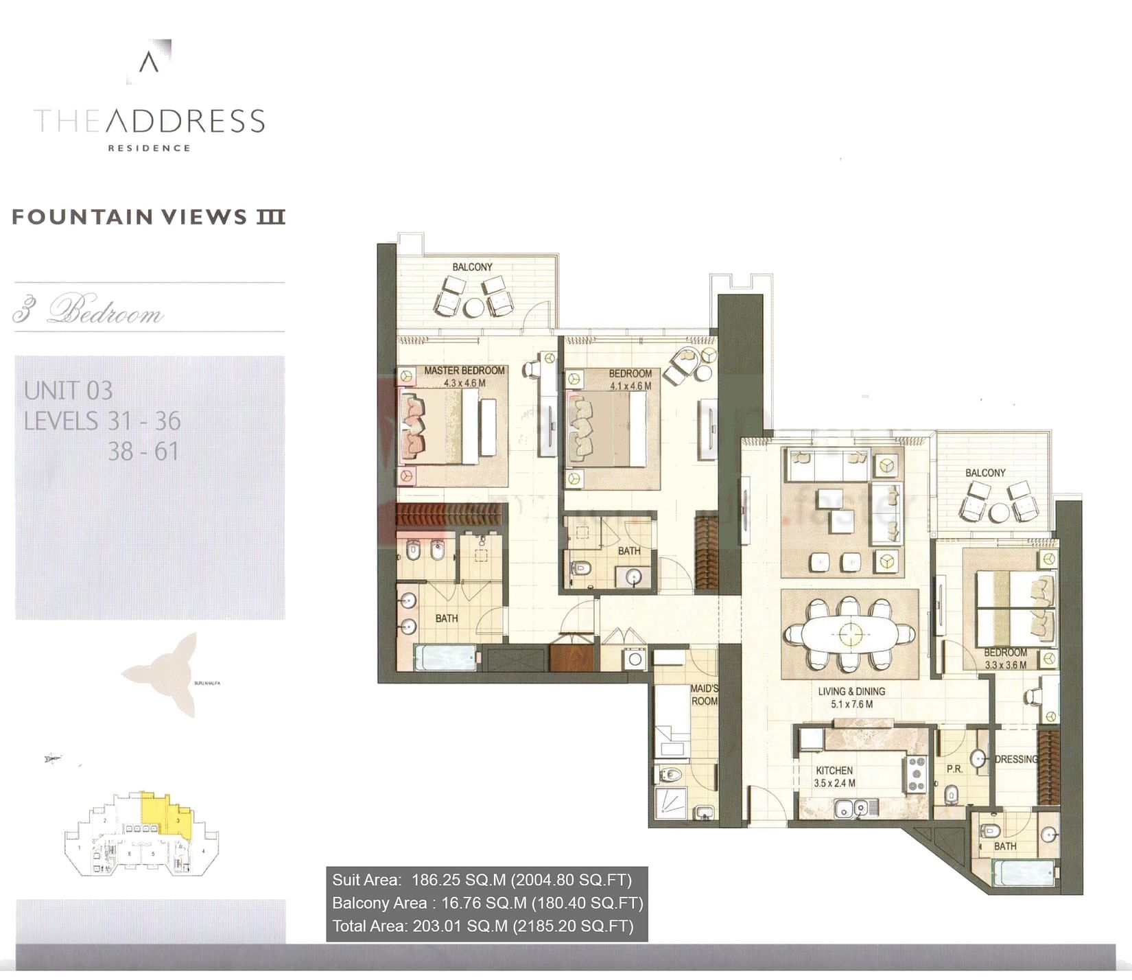 Floor plan of Fountain 43