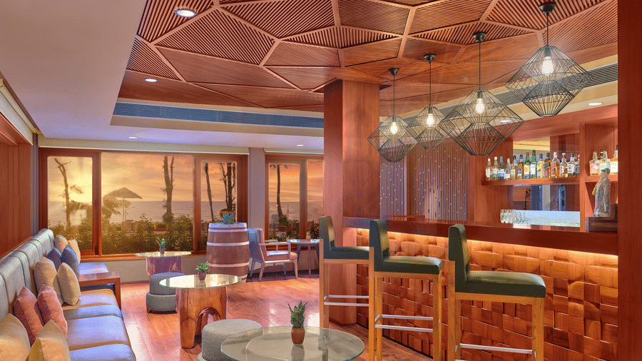 A seaside bar with comfortable seating and great ambience at The Resort, Mumbai