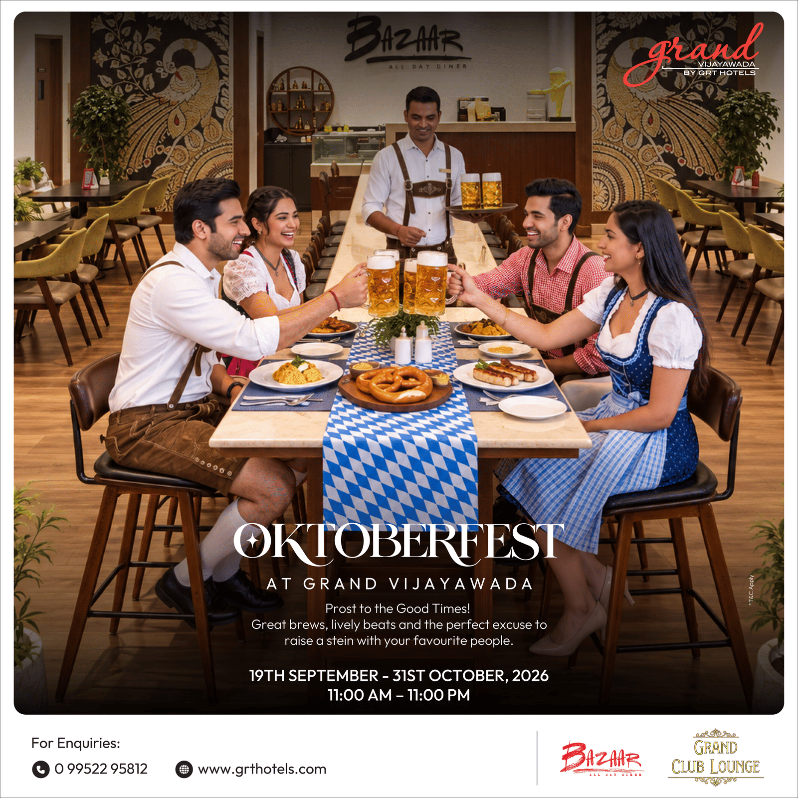 Oktoberfest at Grand by GRT Hotels with great brews, lively beats and guests raising a stein together
