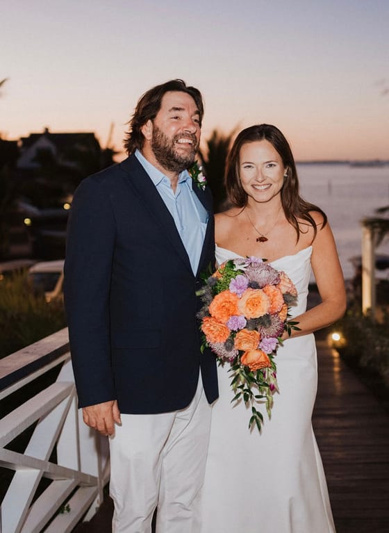 Newlyweds at golden hour at Abaco Inn