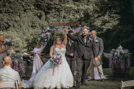 The couple beside the Cheoah River at Tapoco Lodge