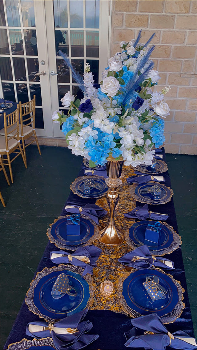 A styled dining table set for a celebration at A Stone's Throw Away
