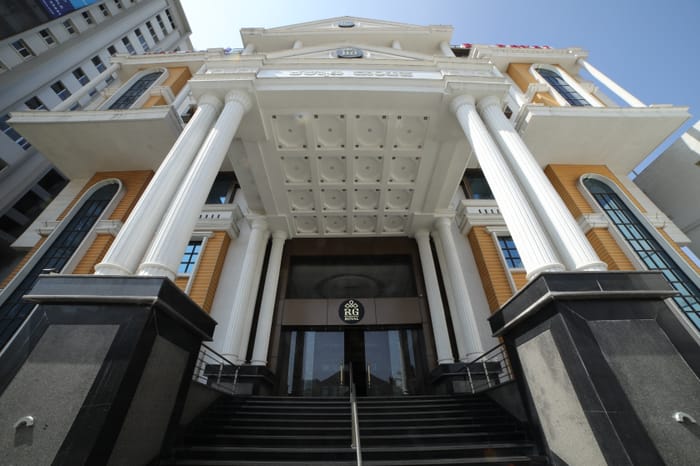 Grand convention hall set for an event at RG Royal Hotel, Bengaluru