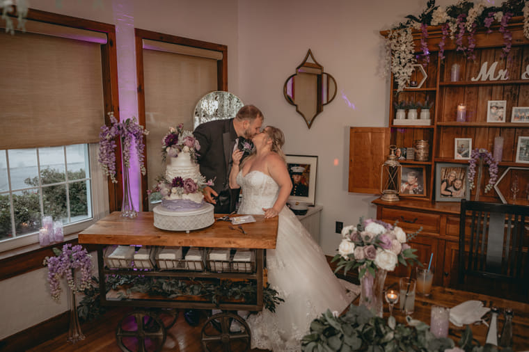 Newlyweds celebrating at Historic Tapoco Lodge