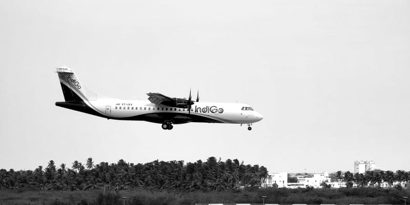 An aircraft landing at Veer Savarkar International Airport, Port Blair
