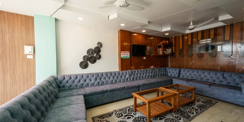 Lobby seating at Da Bay Inn, Port Blair