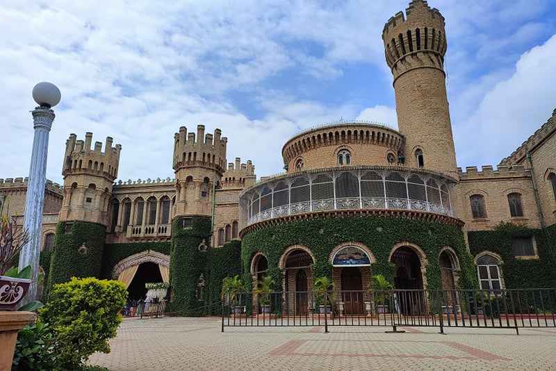 Ivy-covered towers and turrets of Bangalore Palace