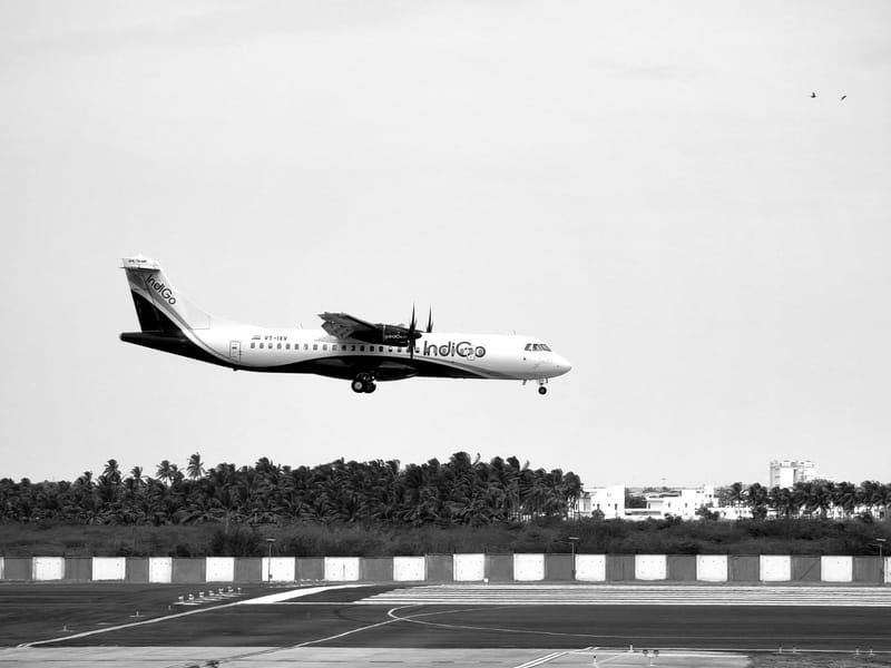 An aircraft landing at Veer Savarkar International Airport, Port Blair