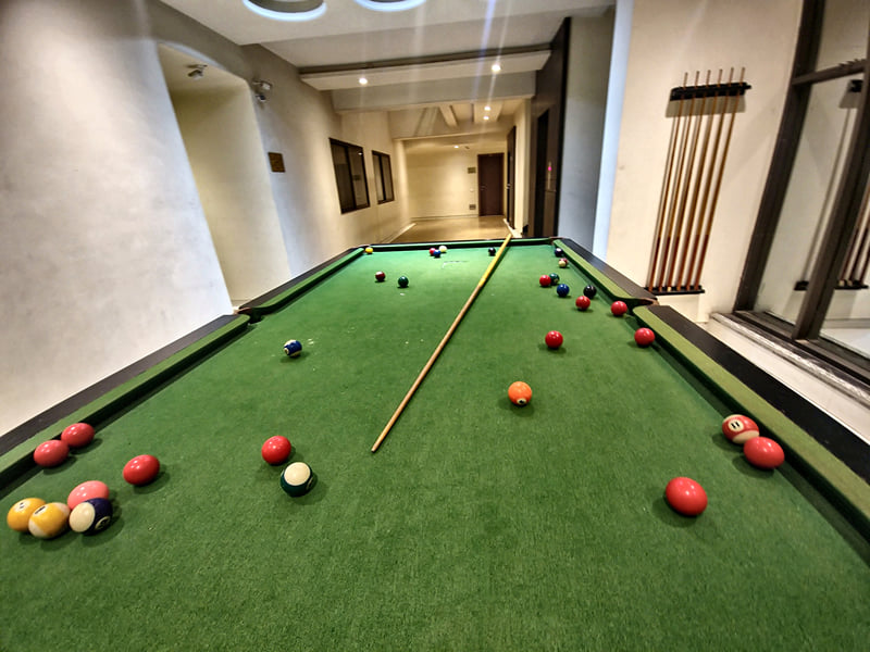 Billiards table in the indoor games room