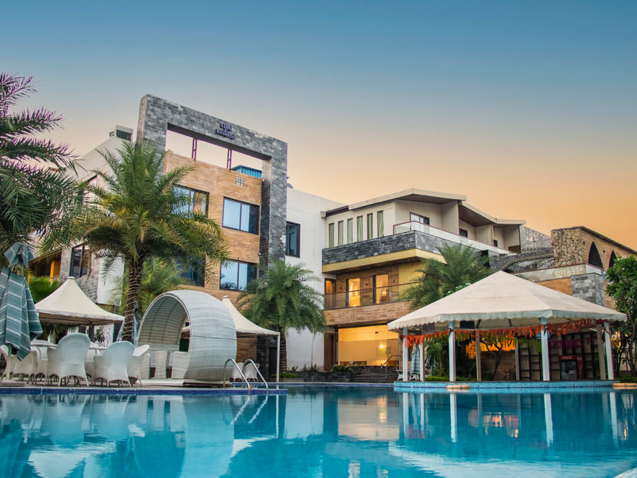 Skyline by Miraya, Flamingo, The pool deck and cabanas at golden hour