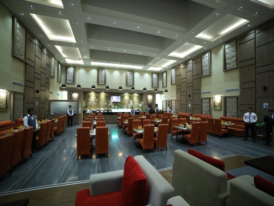 Chef-prepared gourmet plate at Maxims restaurant, RG Group of Hotels, Bengaluru