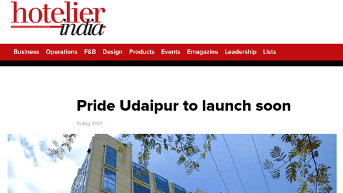  Pride Hotels Group Hotelier India Pride Udaipur to Launch Soon
