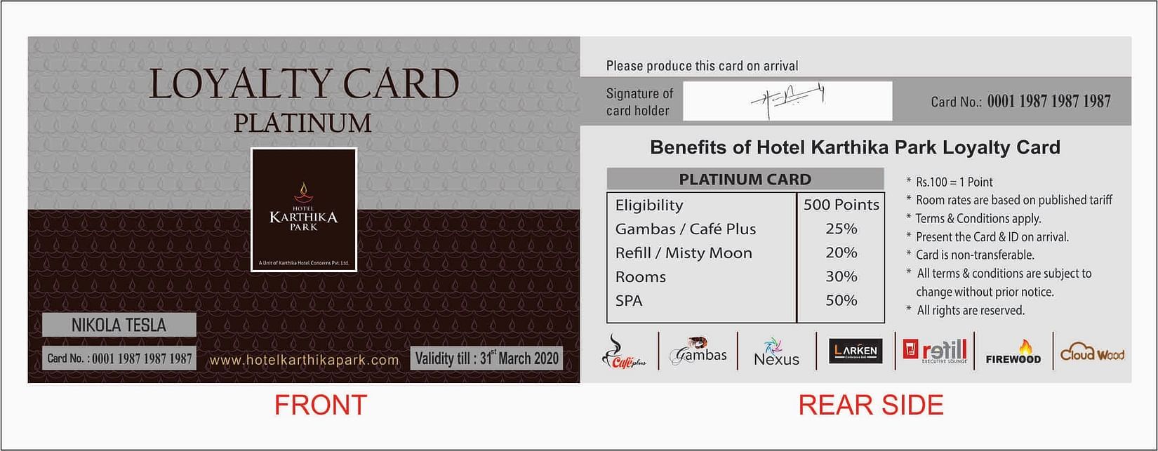 Loyalty Card at Hotel Karthika Park 6