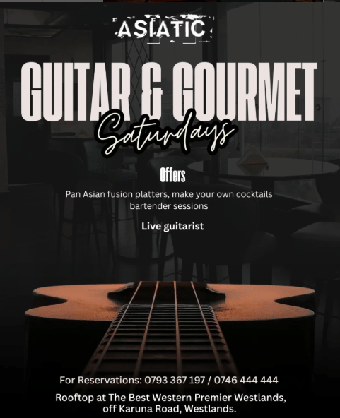 Guitar & Gourmet Saturdays at Asiatic Rooftop Bar and Restaurant - Pan Asian fusion platters with live guitarist and bartender sessions