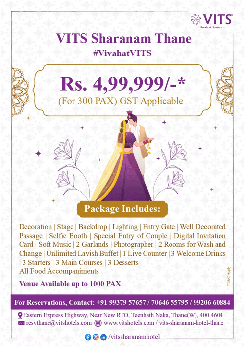 Wedding package banner at VITS Sharanam Thane
