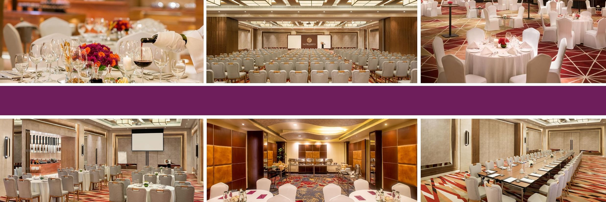 Added a CBE Banquet Banner collage image featuring six banquet images of The Residency Towers Coimbatore.