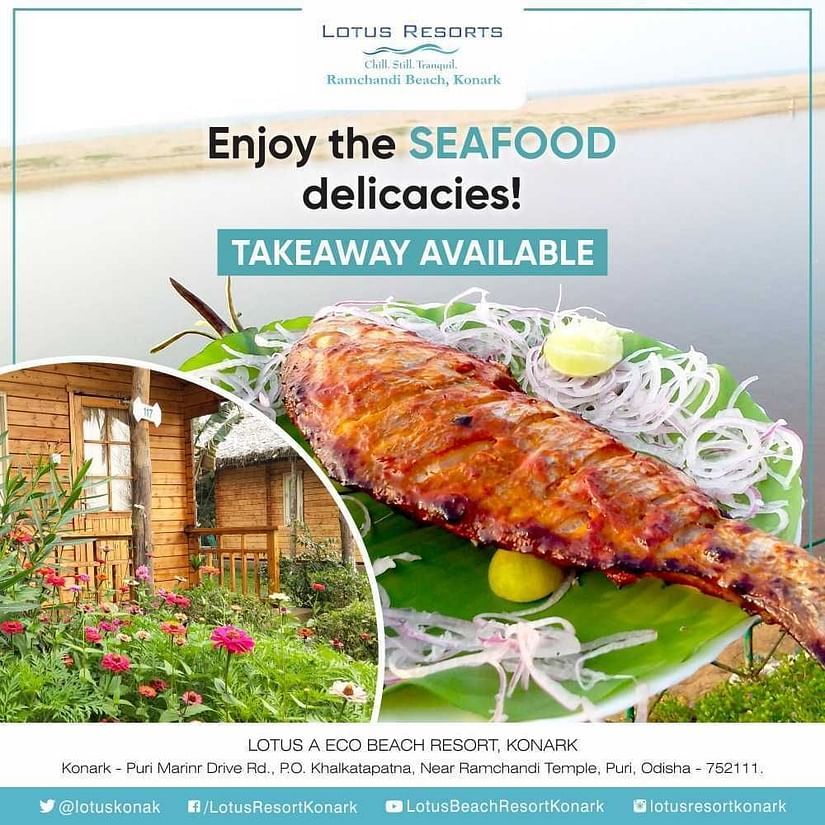 takeaway seafood offer at Lotus Eco Resort Konark