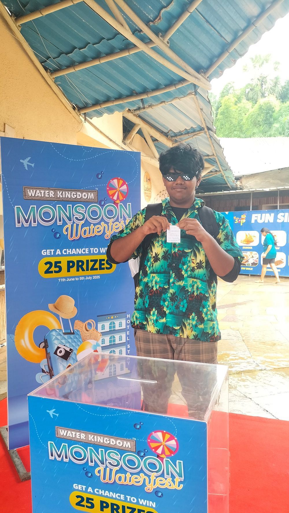 Promotional banner celebrating Water Kingdom Monsoon Waterfest, featuring winners in a fun and exciting summer water park setting