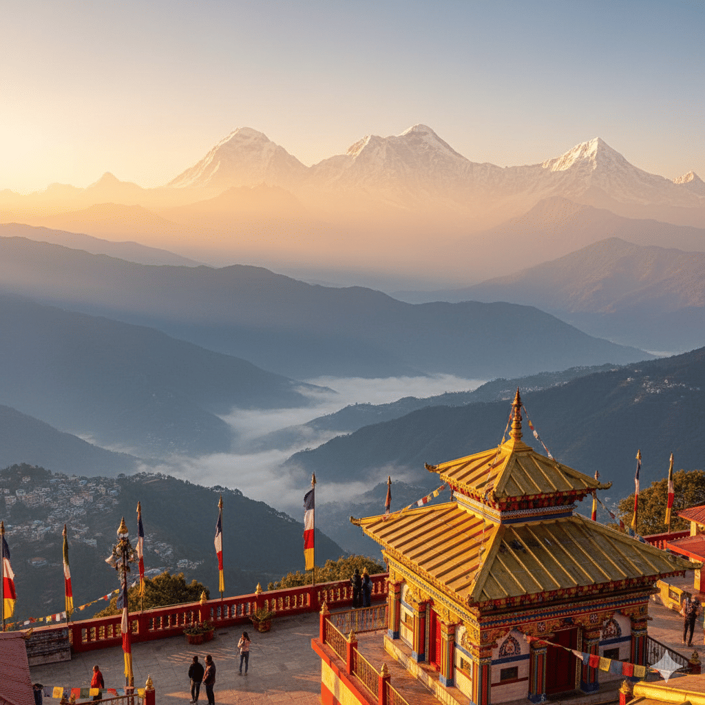 gangtok morning Hanuman Tok with mountain view
