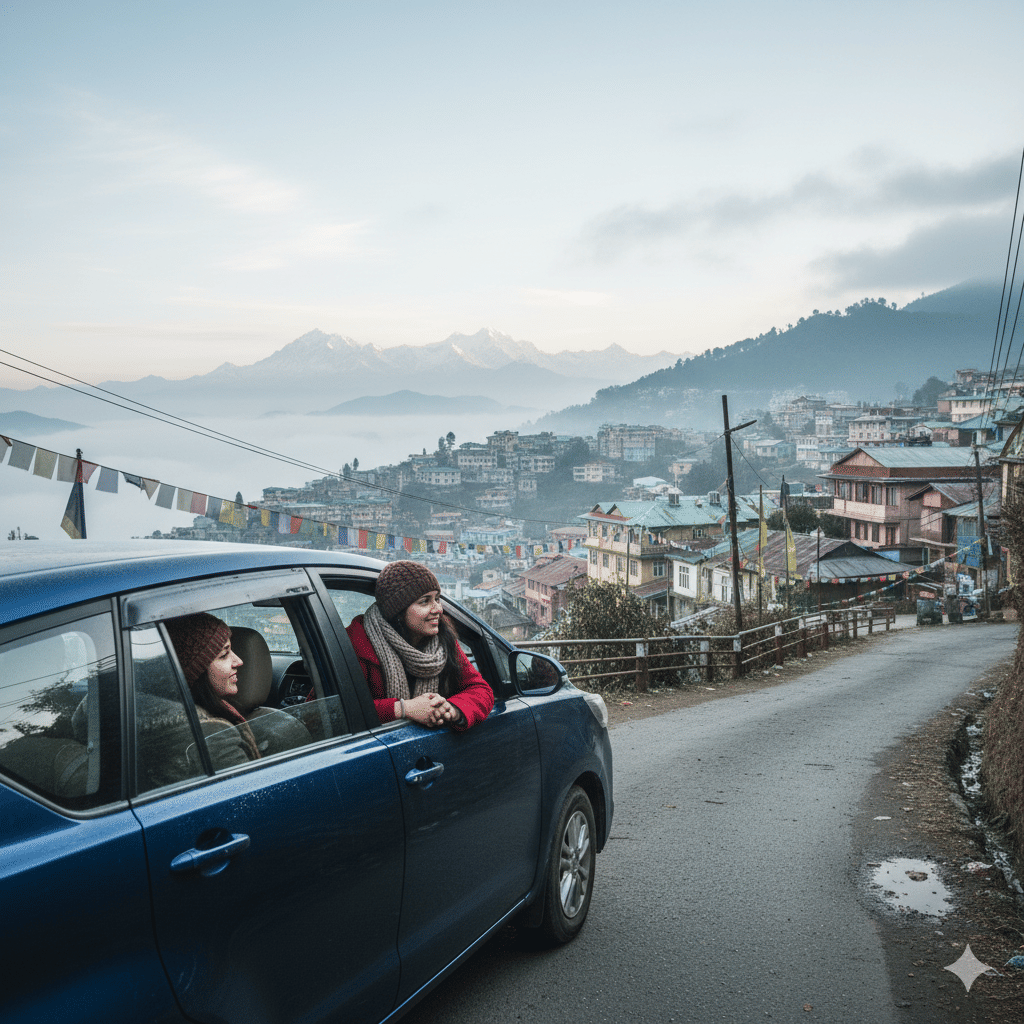 Travelling darjeeling via car in winter