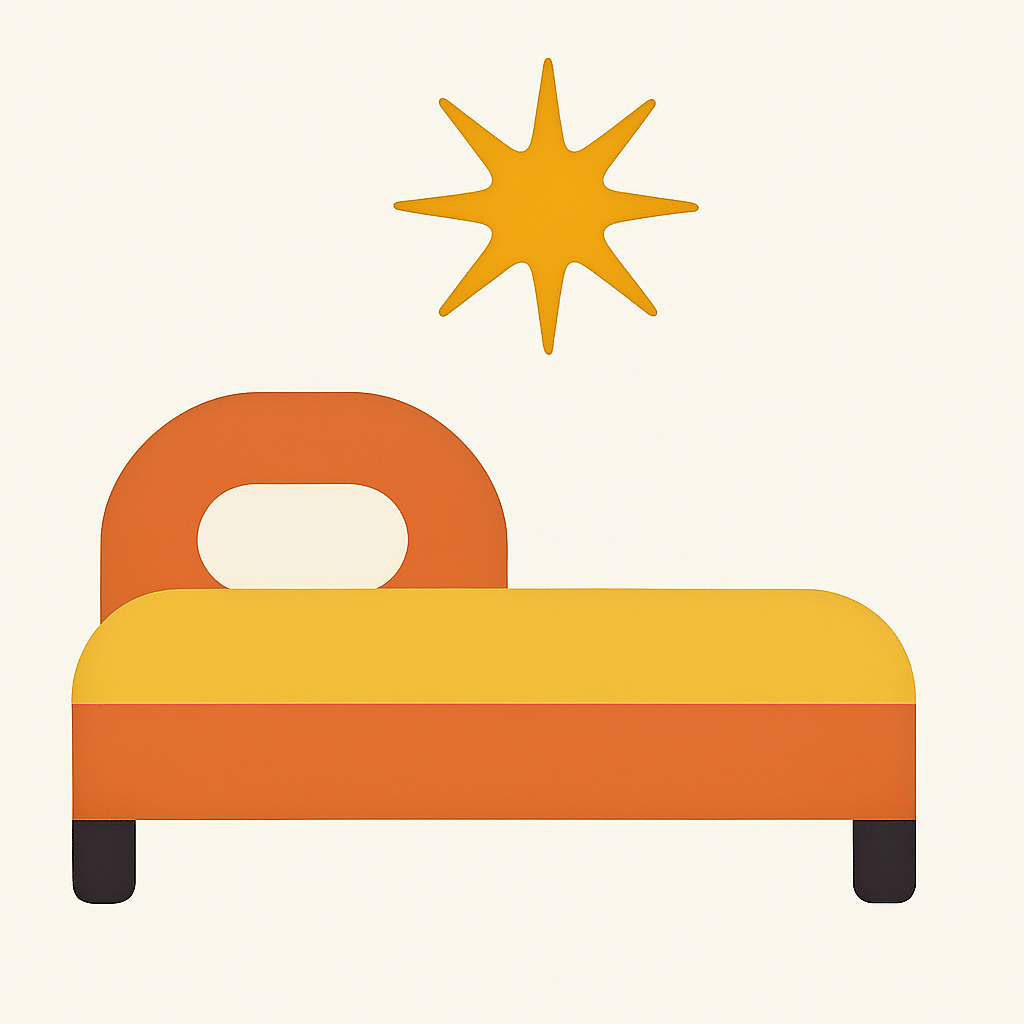 Early bird icon – A bright red bird singing on a branch with the sun shining, representing early bird offers or morning benefits.
