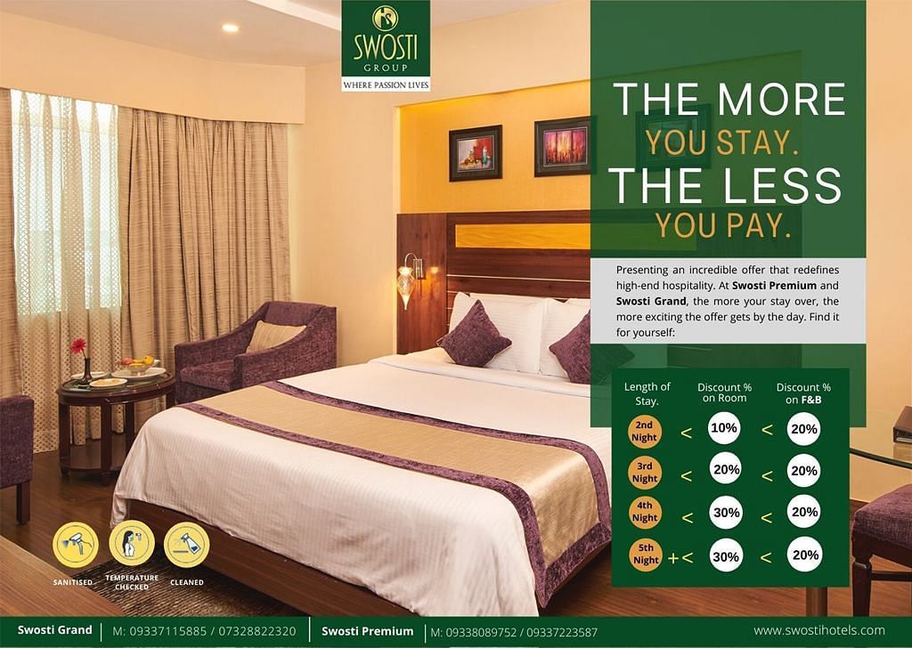  Poster for a long-stay offer featuring images, text, and graphic elements to effectively convey the information to readers.