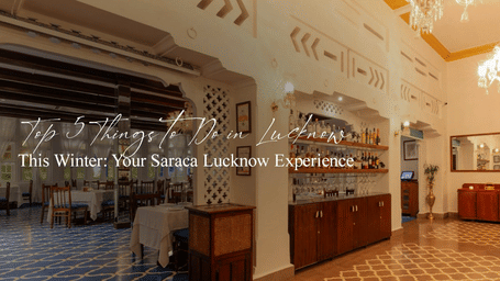 Elegant lobby interior at Saraca Hotels & Resorts with warm lighting, high ceilings, seating areas, and decorative details.