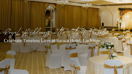 Elegant banquet hall setup for celebrations and events, hotel experience creative at Saraca Hotels & Resorts.