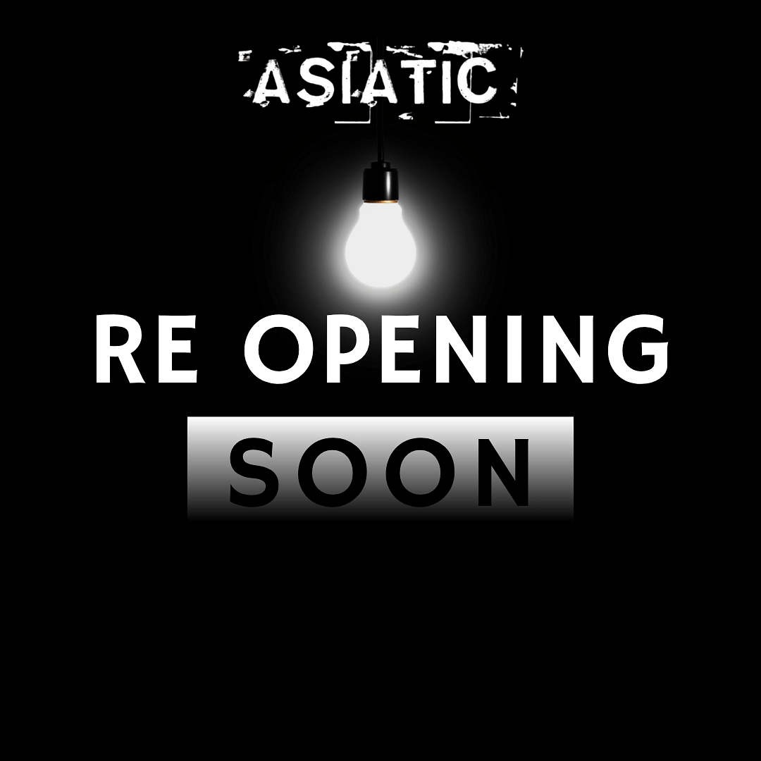 Banner featuring a light bulb with the logo og Asiatic Lounge on the top and the text says - Re-opening Soon - Lounge in Nairobi