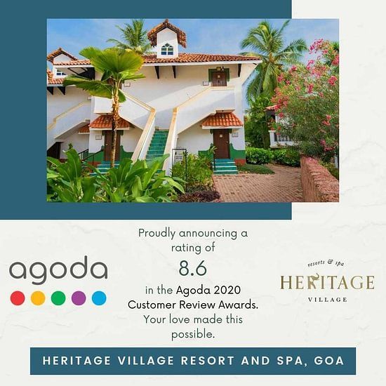 heritage village resort and spa in goa - agoda award