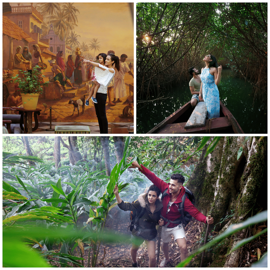 Couples trekking through the lush greenery of Munnar