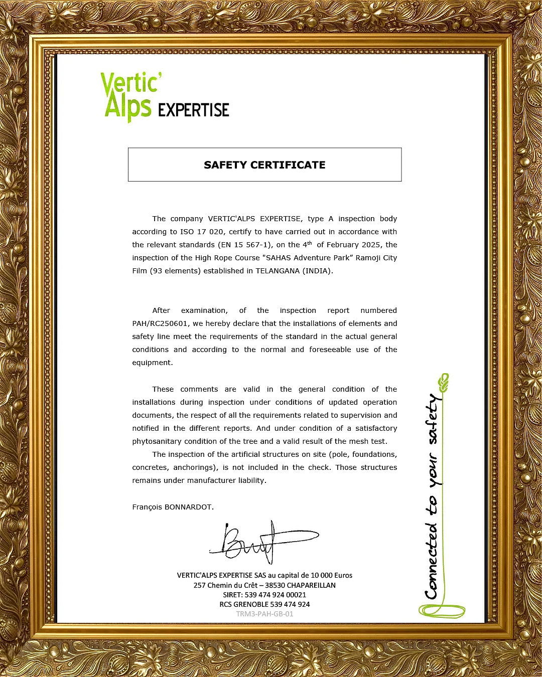 Sahas Certificate image